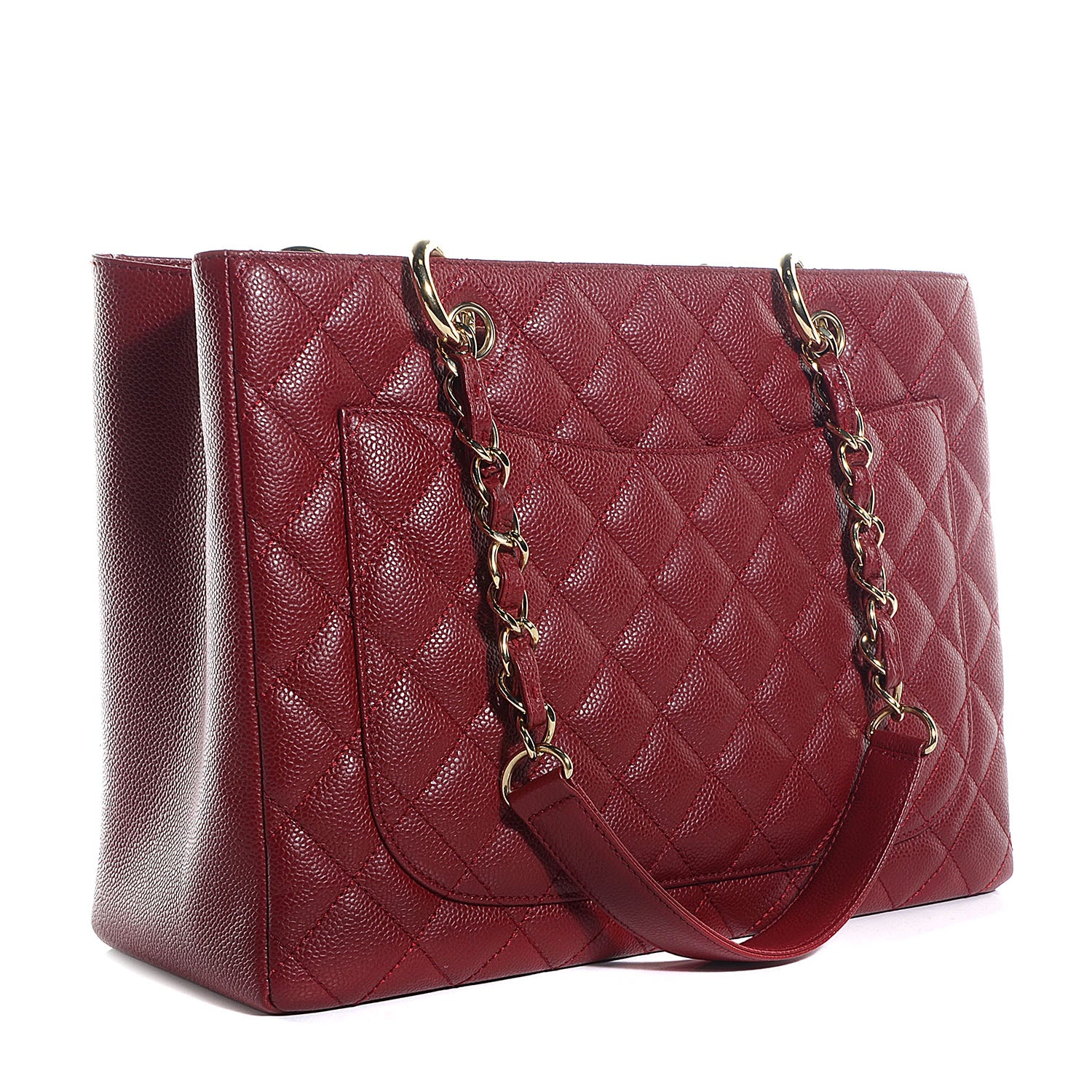 Chanel Caviar Grand Shopping Tote GST Dark Red 3 of 7