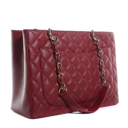 Chanel Caviar Grand Shopping Tote GST Dark Red 3 of 7