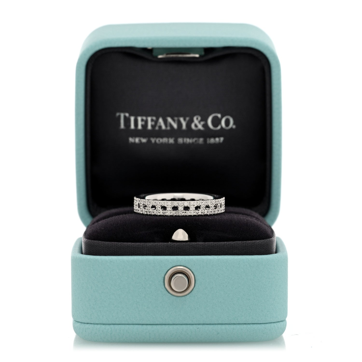 Tiffany 18K White Gold Diamond T True Narrow Band Ring 54 7 5 of 5