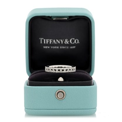 Tiffany 18K White Gold Diamond T True Narrow Band Ring 54 7 5 of 5