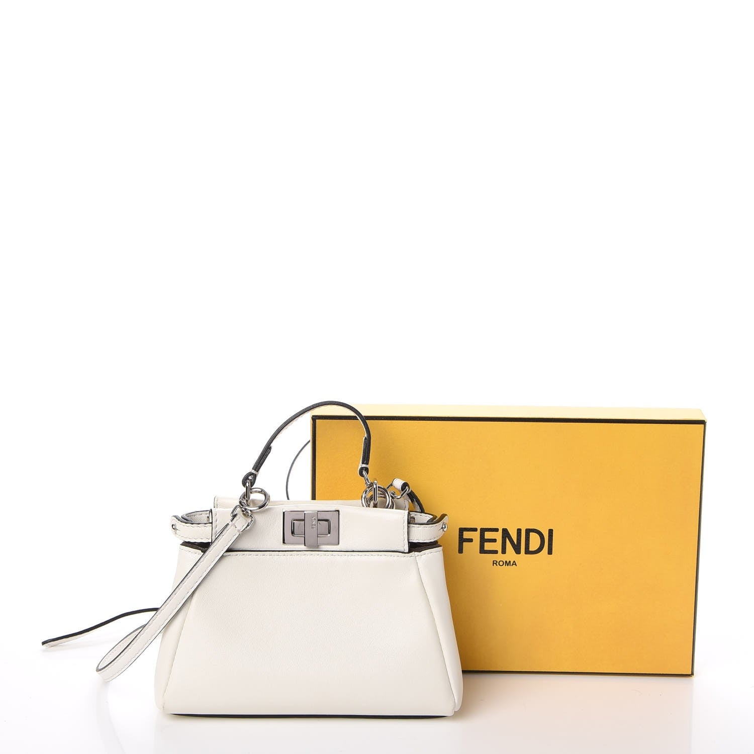 Fendi Shiny Nappa Micro Peekaboo Iconic Satchel White 12 of 12