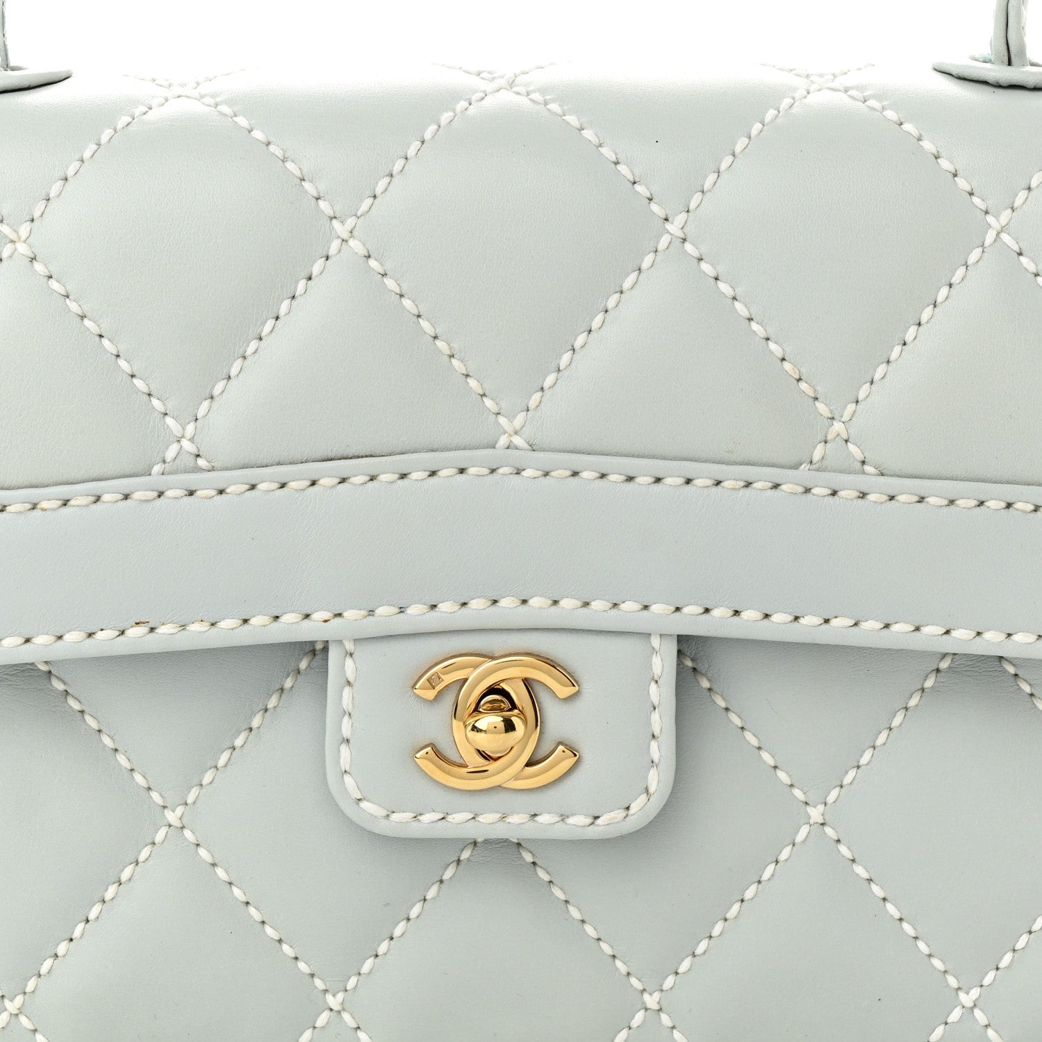 Chanel Calfskin Quilted Wild Stitch Flap Light Blue 7 of 9