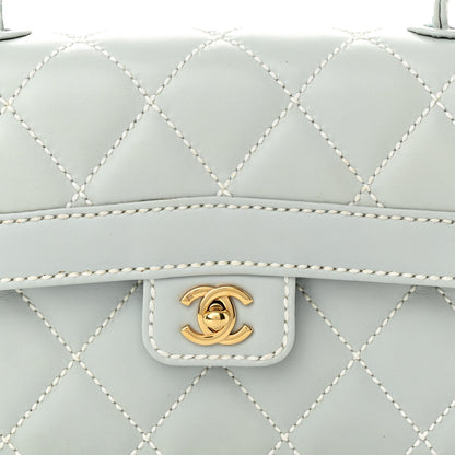 Chanel Calfskin Quilted Wild Stitch Flap Light Blue 7 of 9