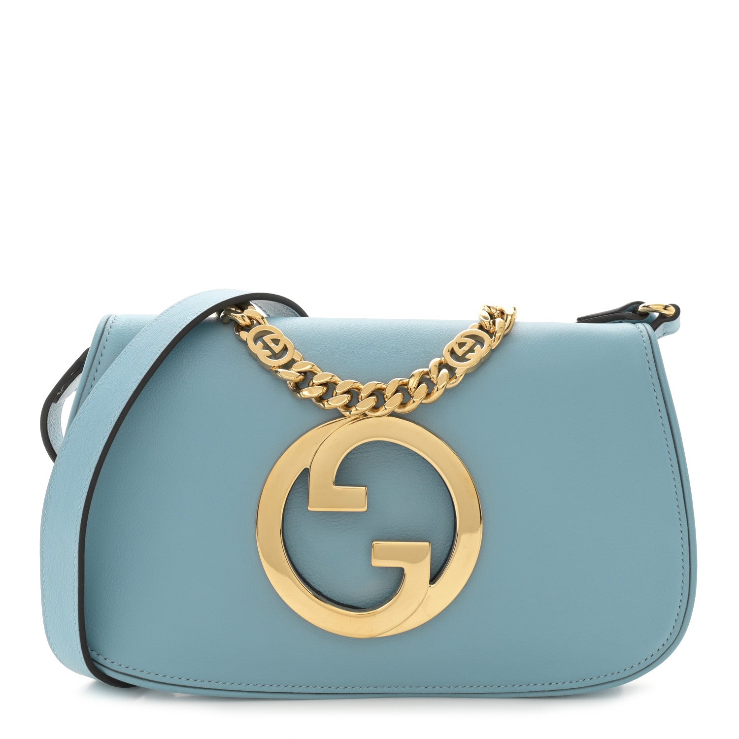 Gucci Roxy Calfskin Blondie Chain Shoulder Flap Bag Cloudy Blue 1 of 12