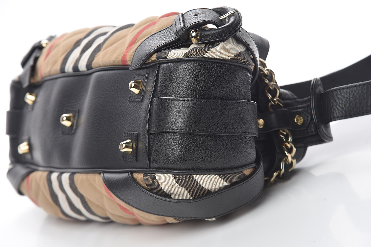 Burberry Grainy Calfskin House Check Margaret Bag Black 10 of 11