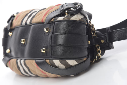 Burberry Grainy Calfskin House Check Margaret Bag Black 10 of 11