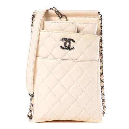 Chanel Calfskin Quilted CC Waiter Clutch Clutch With Chain White 1 of 9