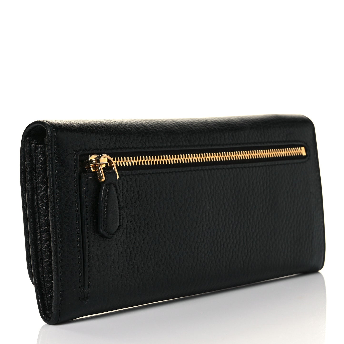 Vitello Daino Continental Flap Wallet Black