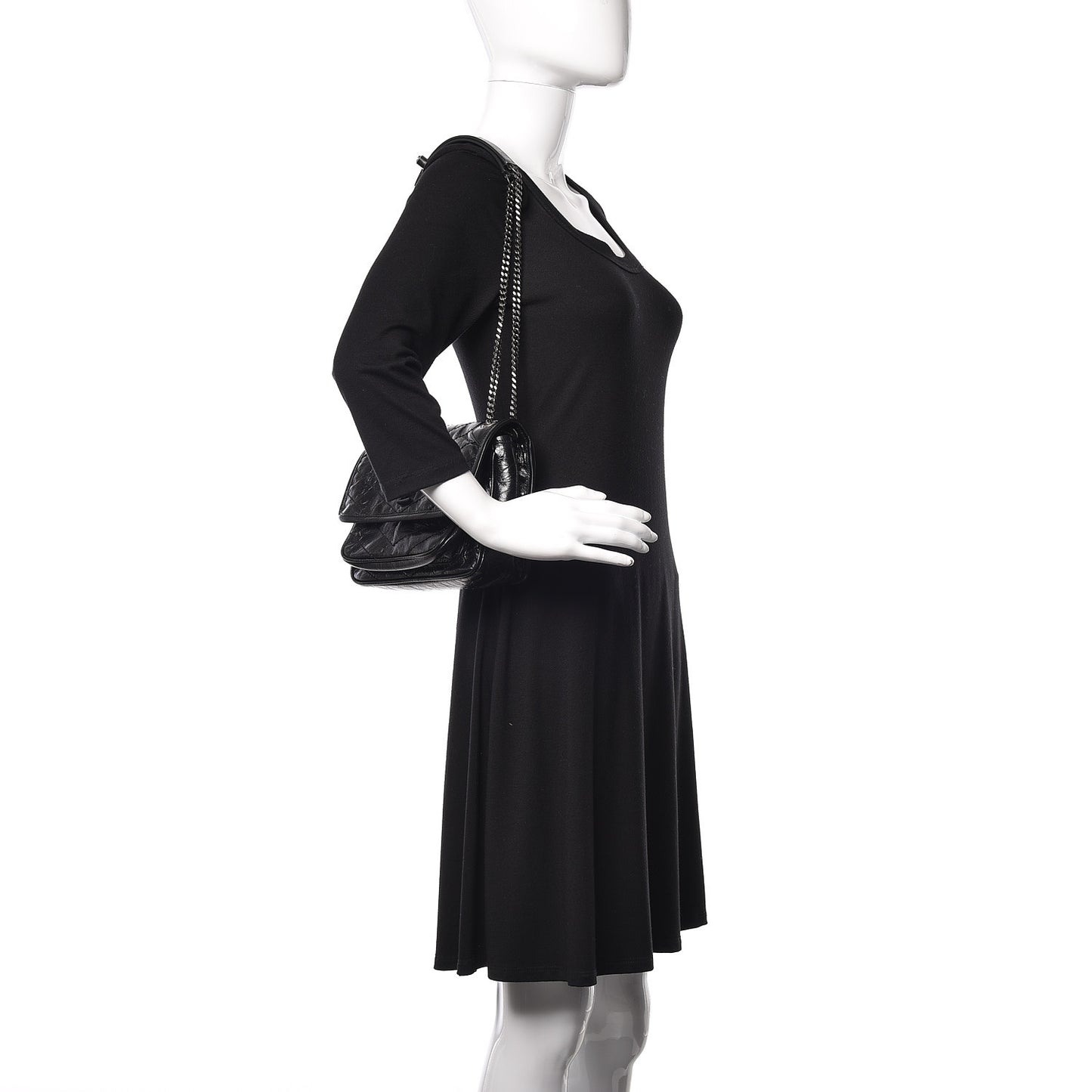 Crinkled Calfskin Matelasse Monogram Baby Niki Chain Satchel Black