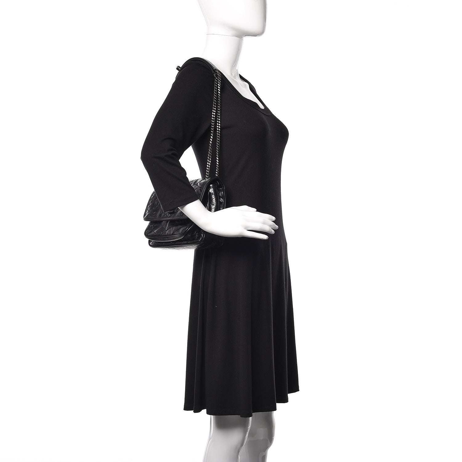 Saint Laurent Crinkled Calfskin Matelasse Monogram Baby Niki Chain Satchel Black 2 of 9
