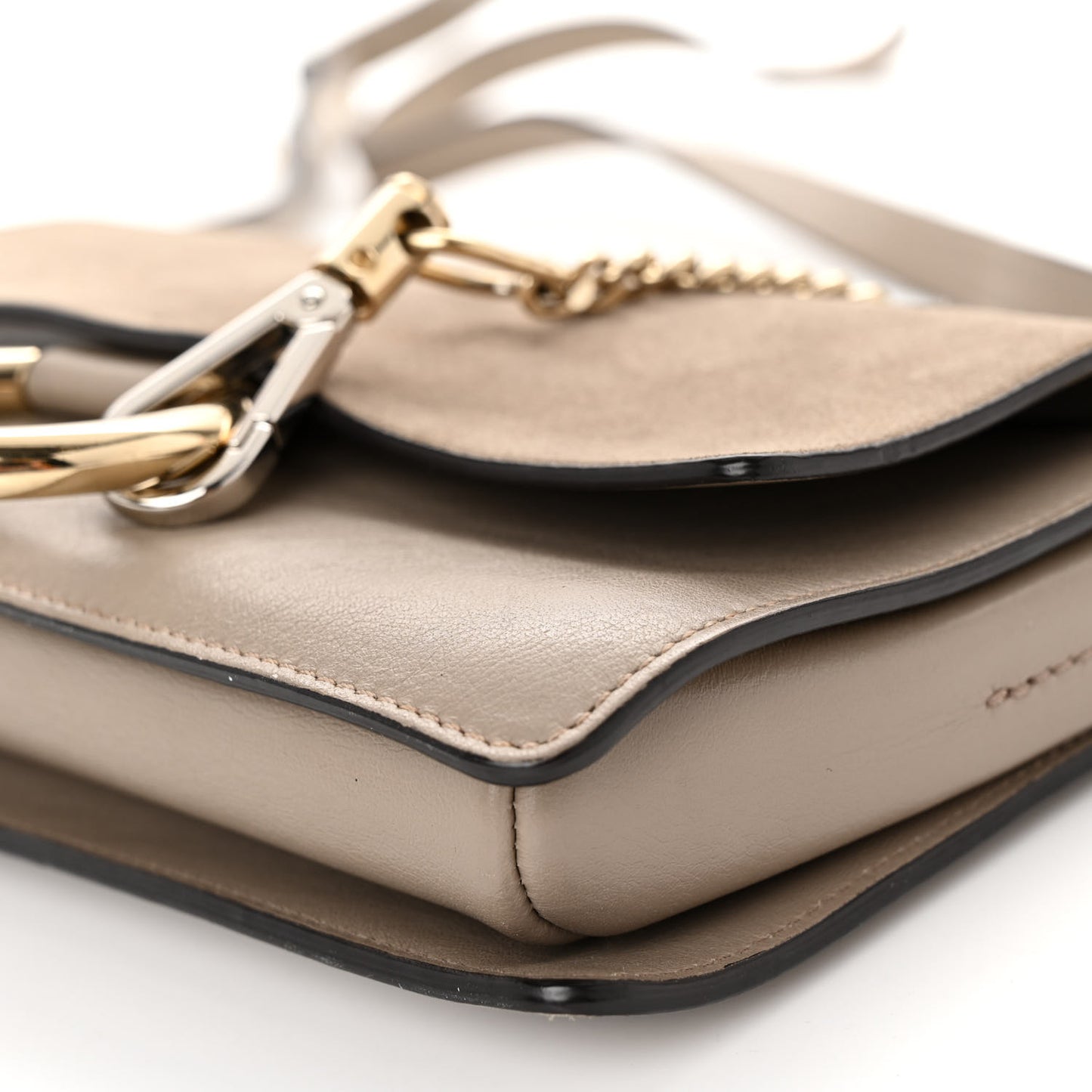 Suede Calfskin Small Faye Shoulder Bag Motty Grey