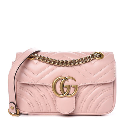 Gucci Calfskin Matelasse Mini GG Marmont Shoulder Bag Perfect Pink 1 of 8