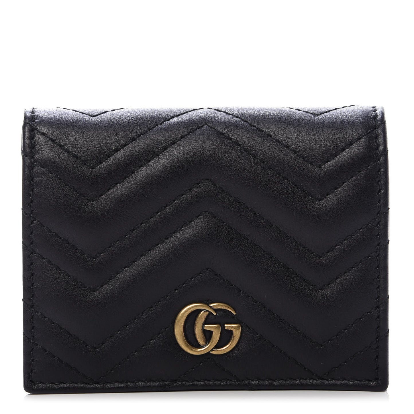 Calfskin Matelasse GG Marmont Card Case Wallet Black