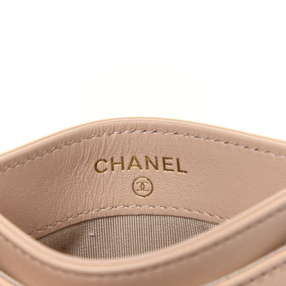Chanel Shiny Goatskin Quilted Chanel 19 Card Holder Beige 6 of 12