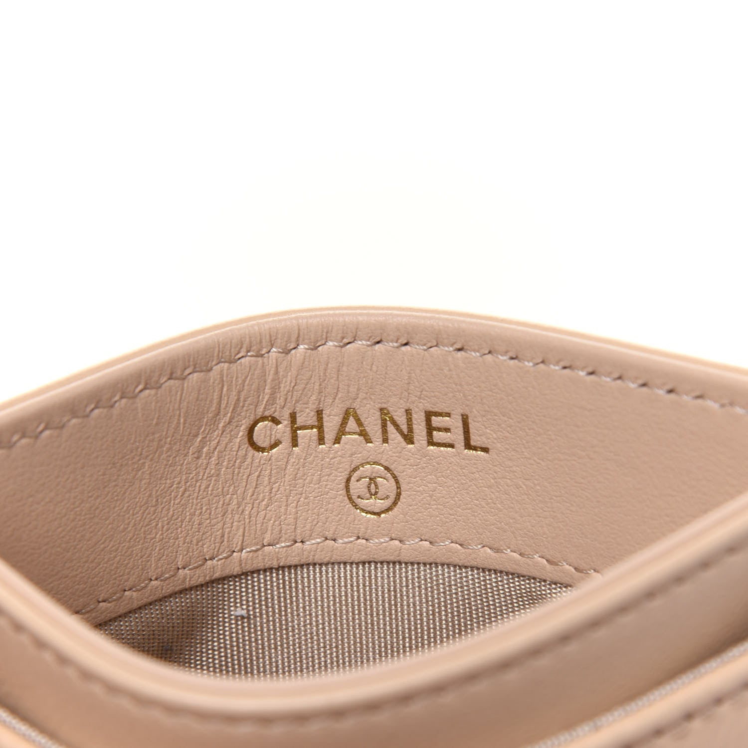 Chanel Shiny Goatskin Quilted Chanel 19 Card Holder Beige 6 of 12