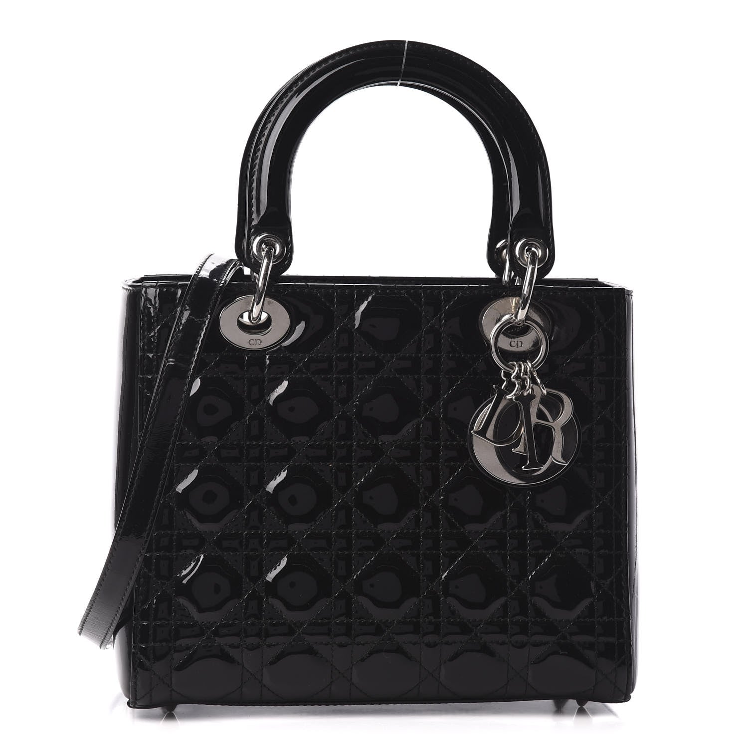 Christian Dior Patent Cannage Medium Lady Dior Black 1 of 8