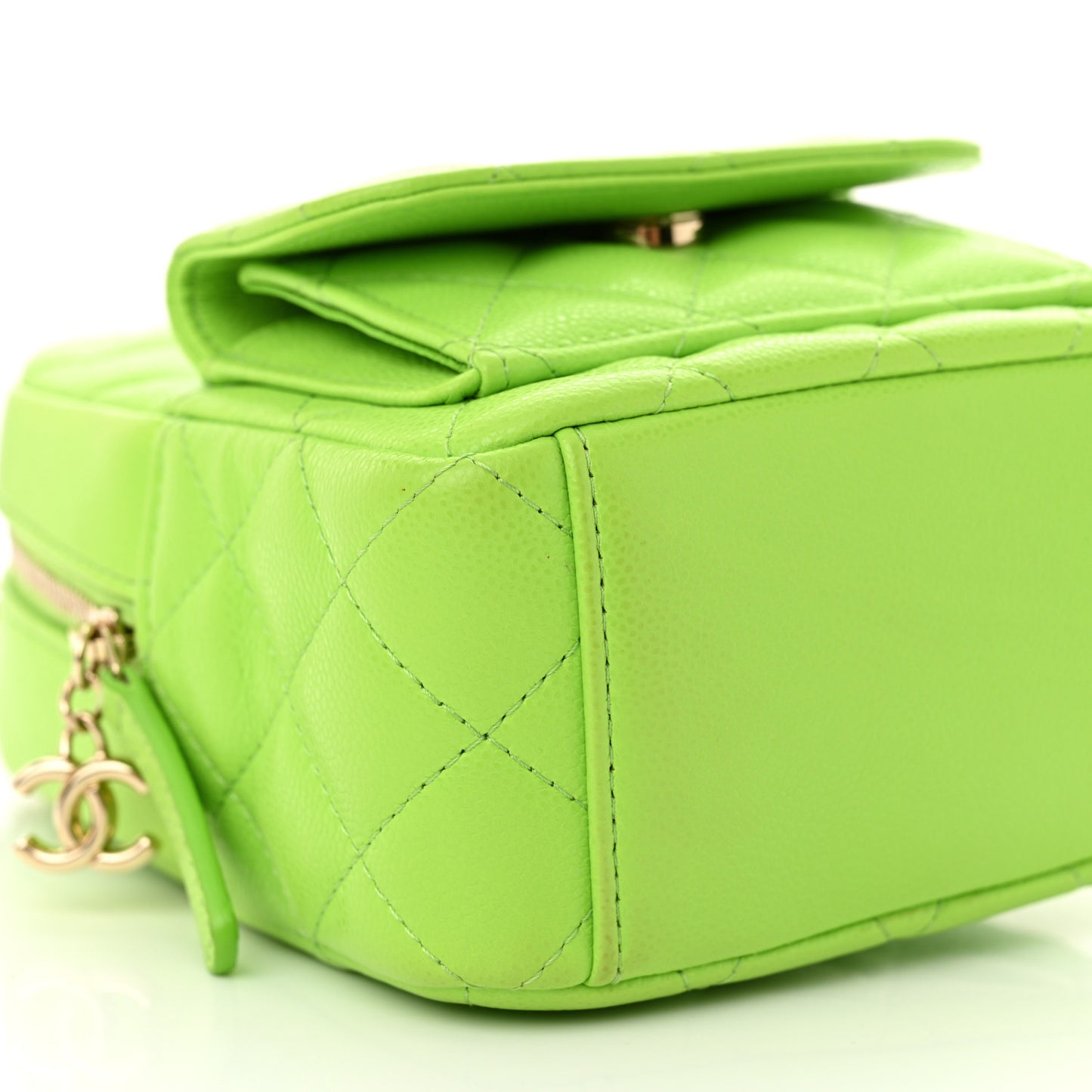 Caviar Quilted CC Mini Classic Backpack Neon Green