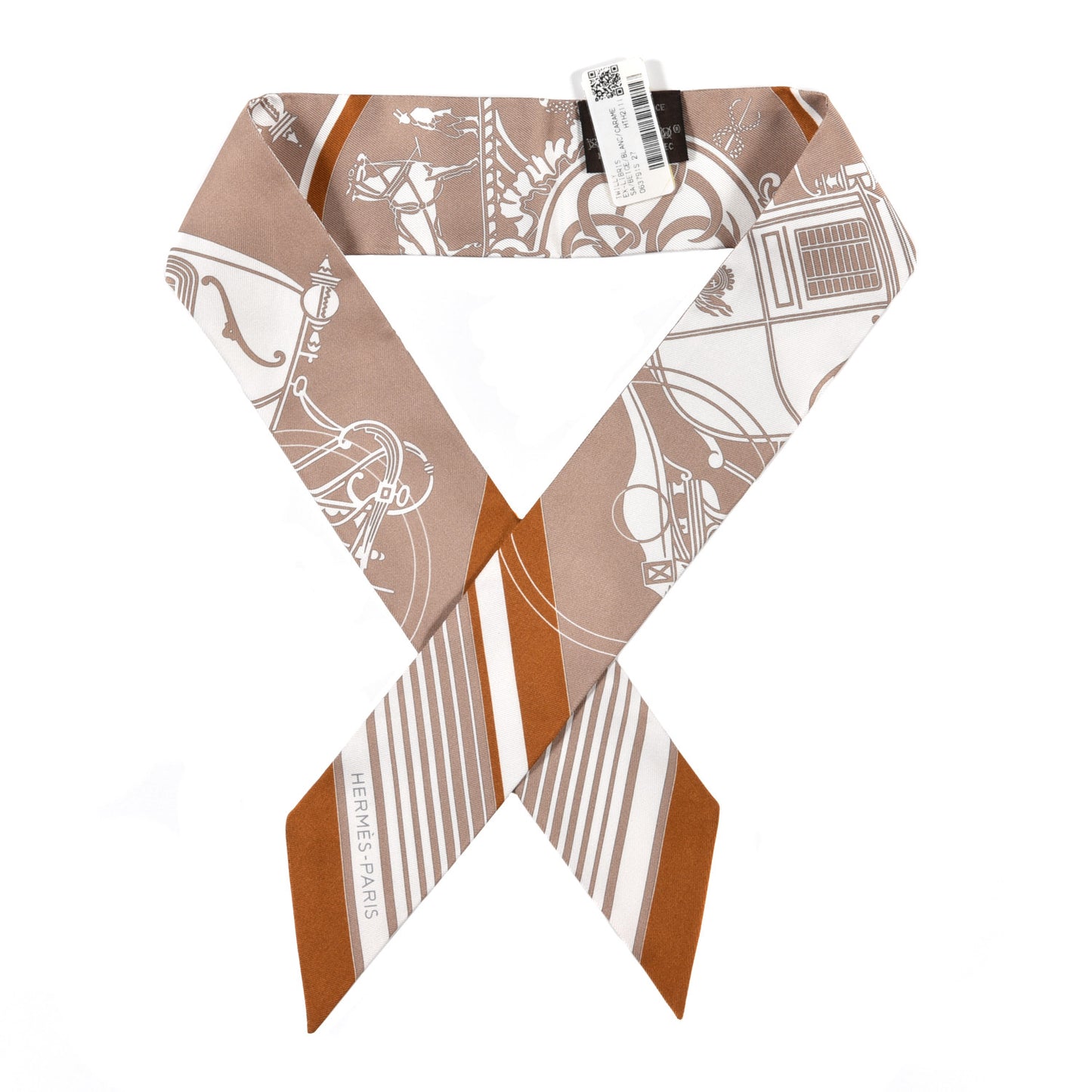 Silk Ex-Libris Twilly Beige White Caramel