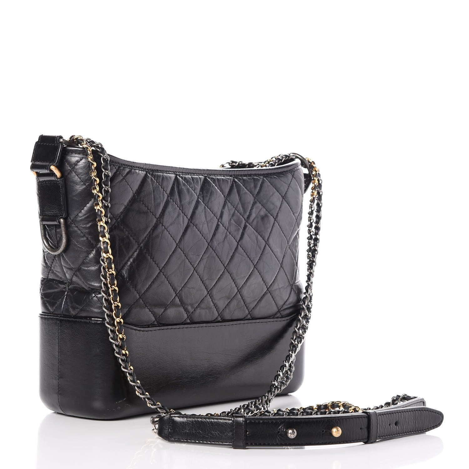 Chanel Aged Calfskin Quilted Medium Gabrielle Hobo Black 4 of 11