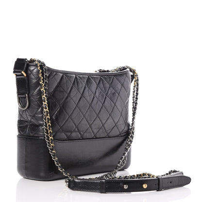 Chanel Aged Calfskin Quilted Medium Gabrielle Hobo Black 4 of 11