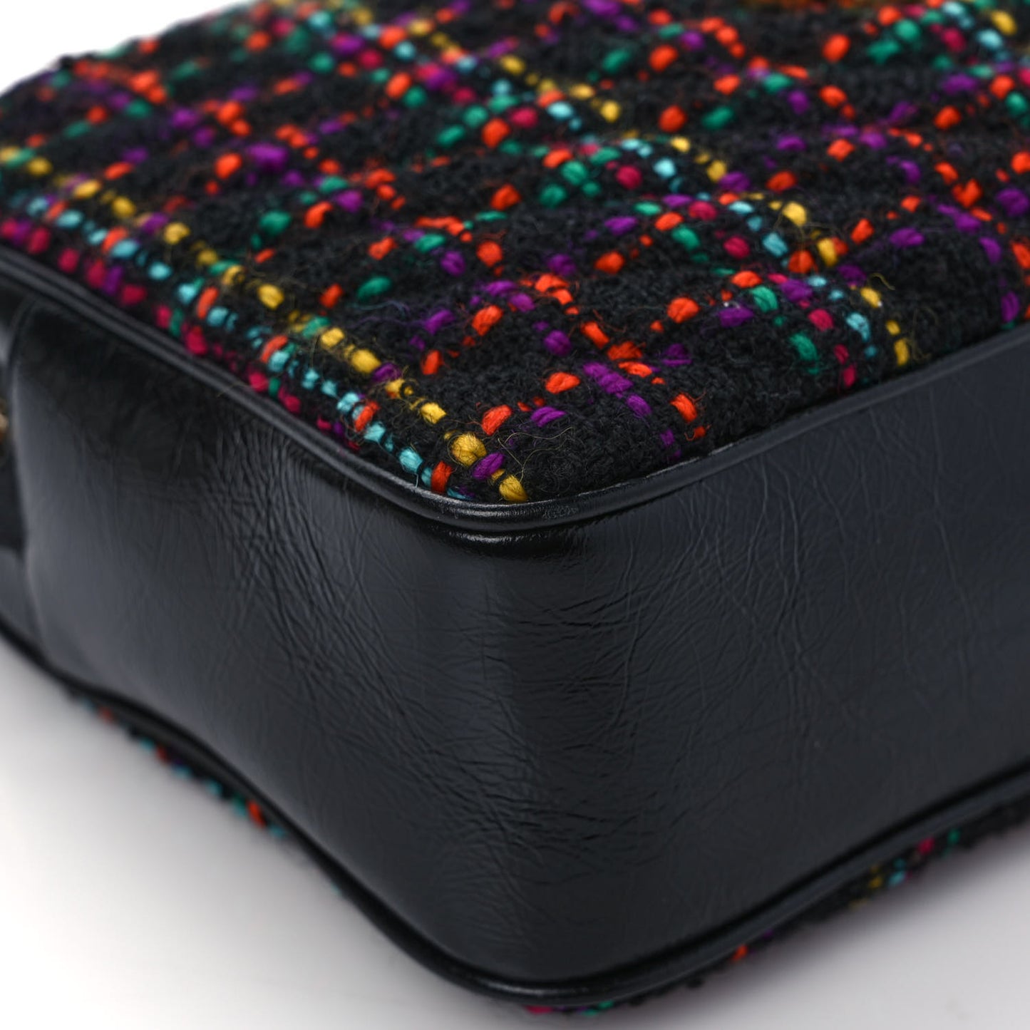 Tweed Calfskin Monogram Lou Camera Bag Black