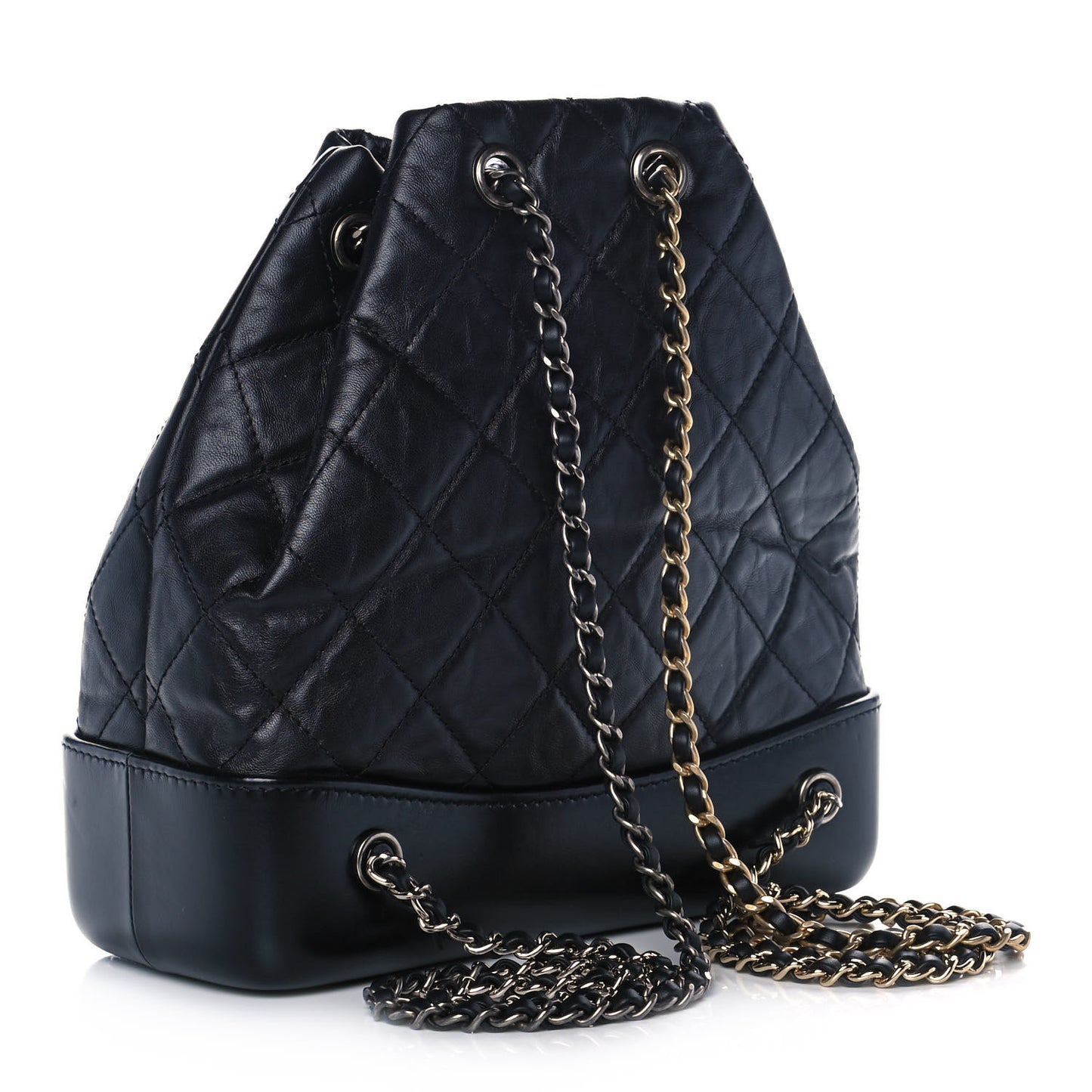 Aged Calfskin Quilted Small Gabrielle Backpack Black
