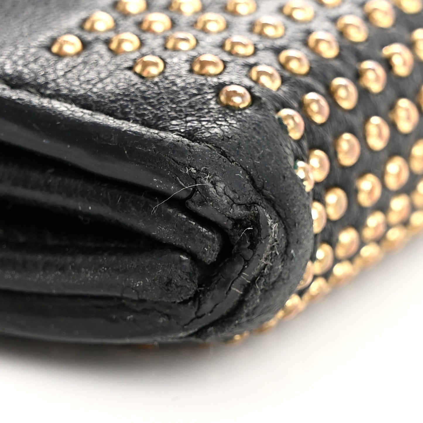Calfskin Studded Wallet on Chain Black