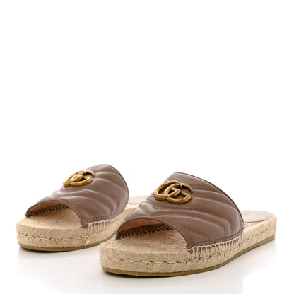 Gucci Nappa Matelasse GG Marmont Espadrille Slide Sandals 40 Porcelain Rose 3 of 11
