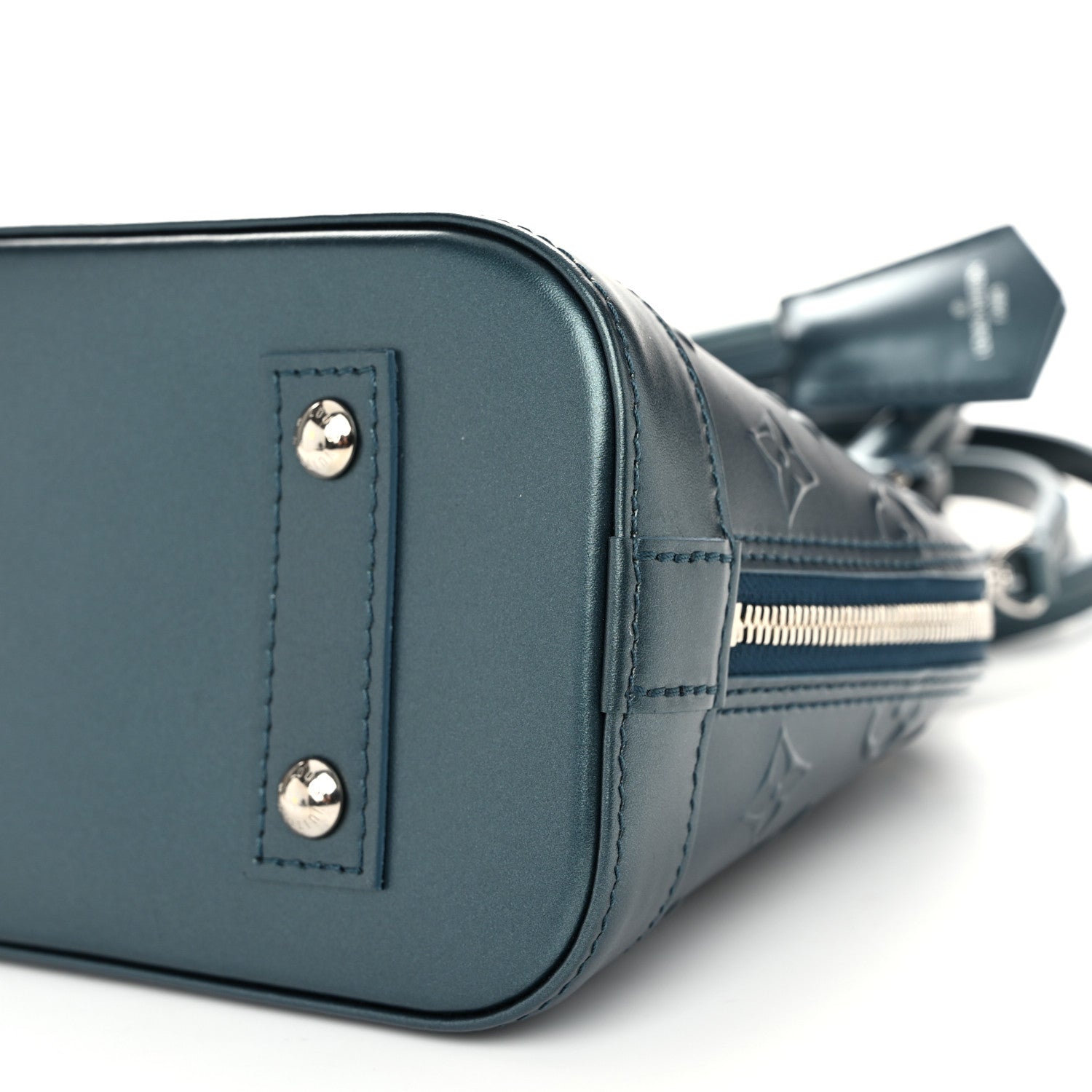 Louis Vuitton Metallic Calfskin Debossed Monogram Alma BB Steel Blue 9 of 9