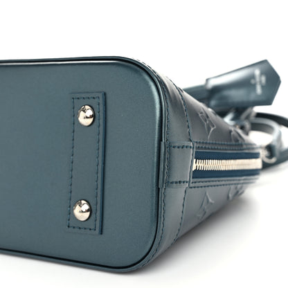 Louis Vuitton Metallic Calfskin Debossed Monogram Alma BB Steel Blue 9 of 9