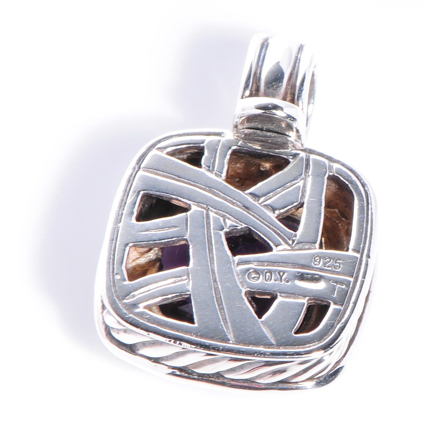 Sterling Silver Diamond Amethyst 11mm Albion Pendant