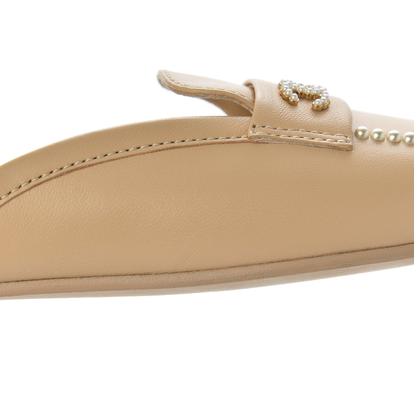 Lambskin Pearl CC Mules 40.5 Beige