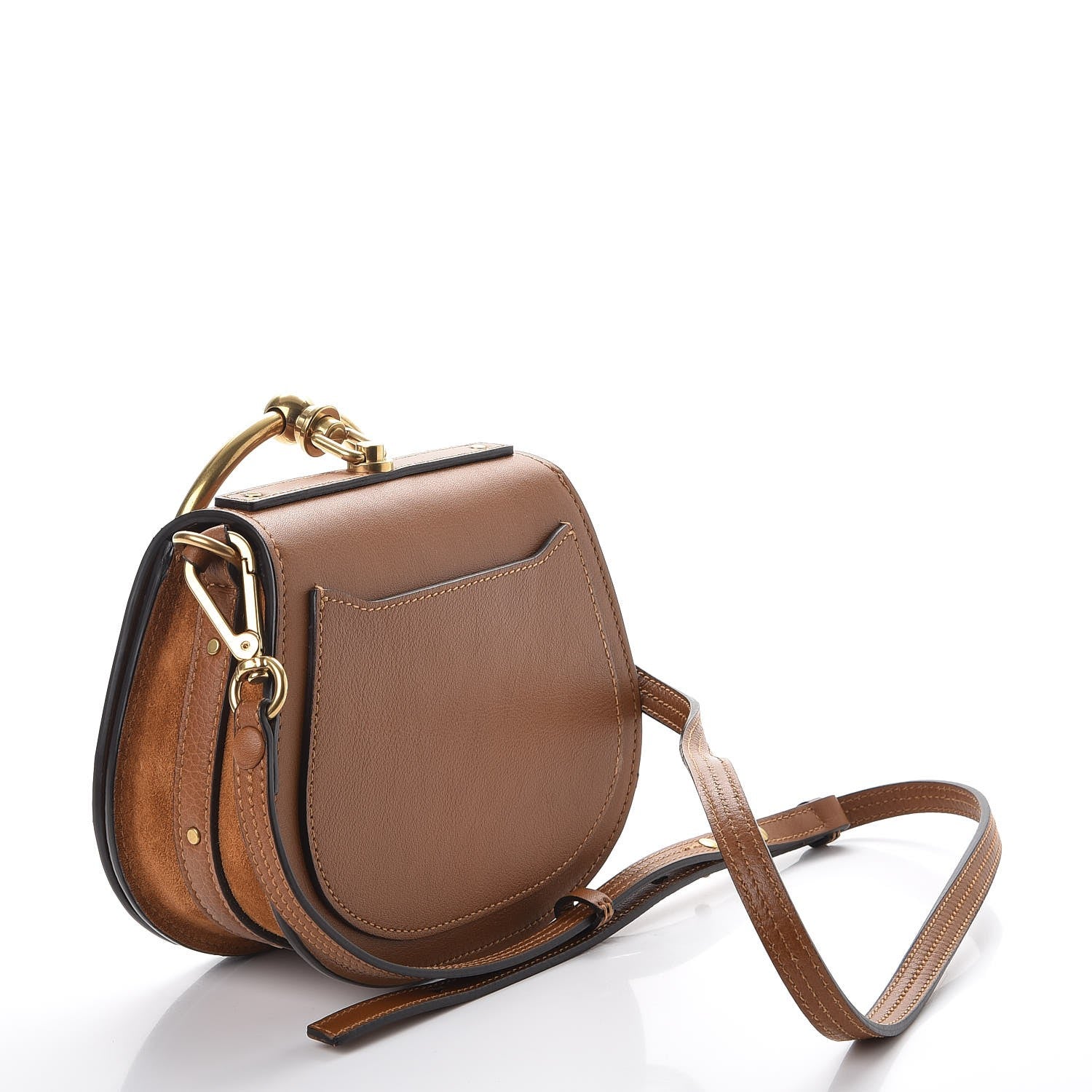 Chloe Calfskin Suede Small Nile Bracelet Bag Caramel 3 of 7