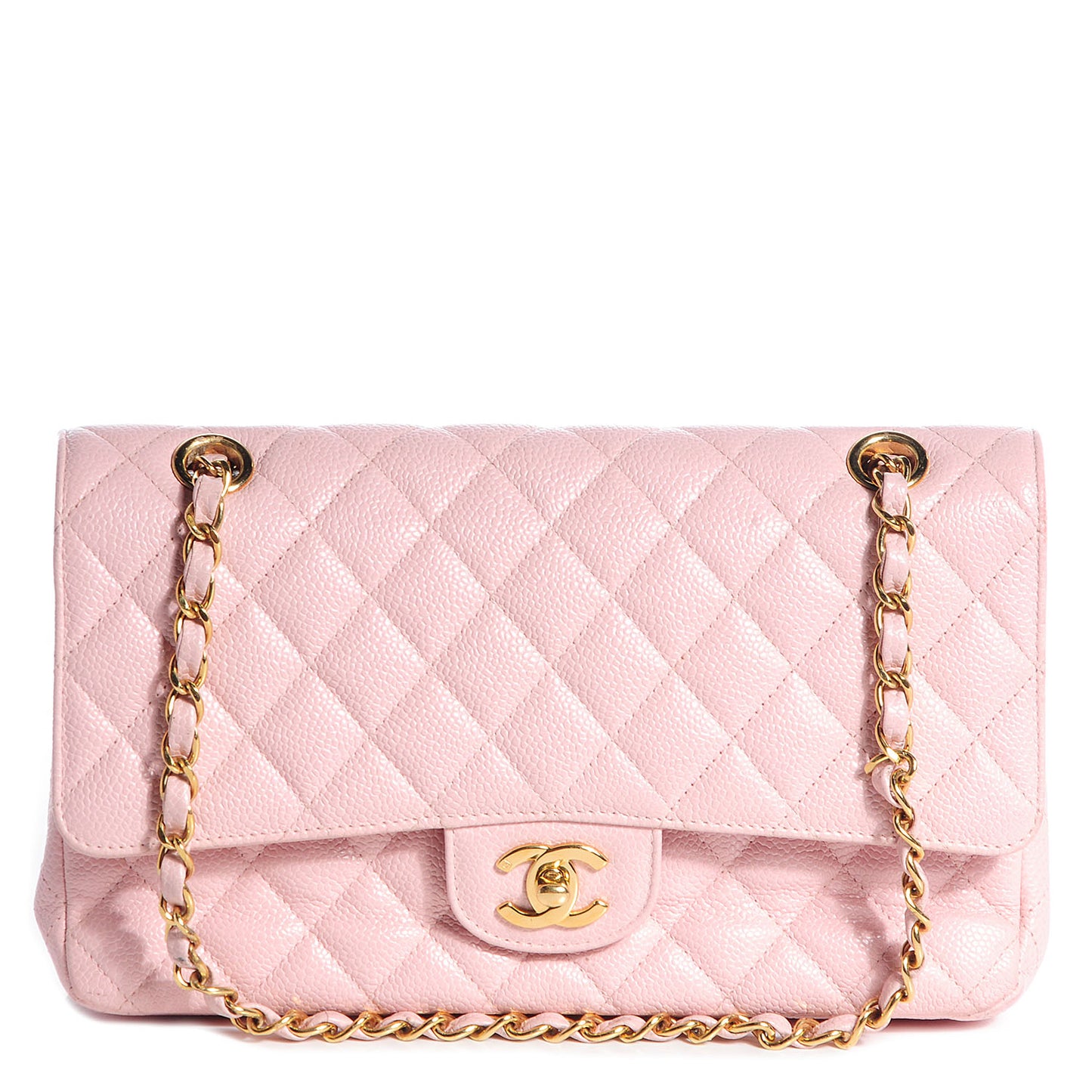 Caviar Medium Double Flap Pink