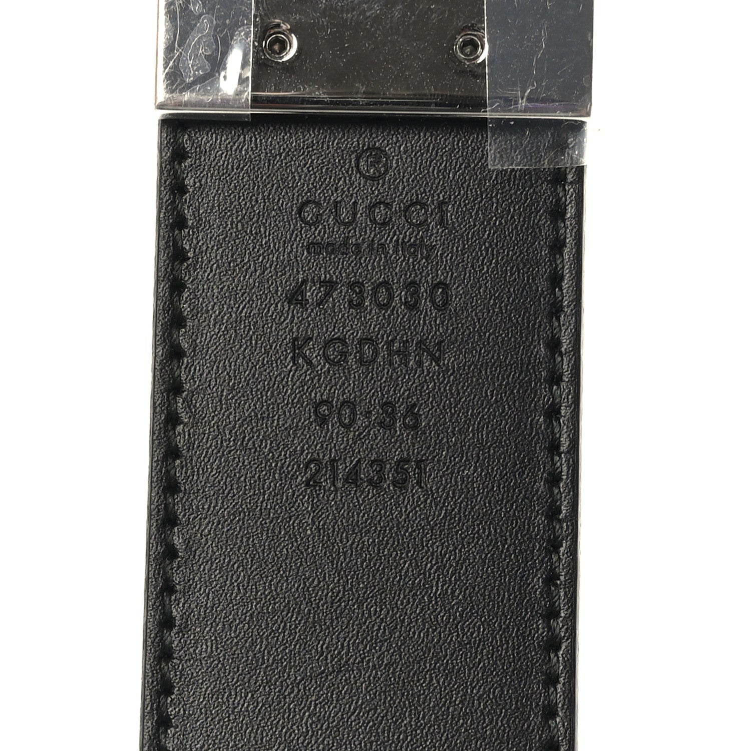 Gucci GG Supreme Monogram Selleria Calfskin Interlocking G Reversible 37mm Belt 90 36 Beige Ebony Black 3 of 5