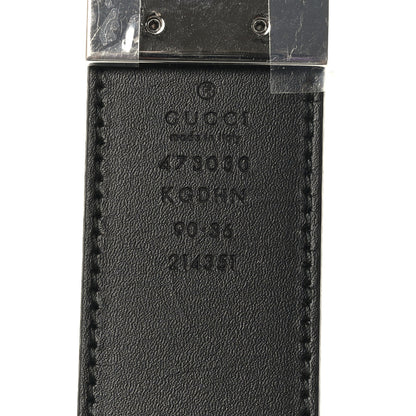 Gucci GG Supreme Monogram Selleria Calfskin Interlocking G Reversible 37mm Belt 90 36 Beige Ebony Black 3 of 5