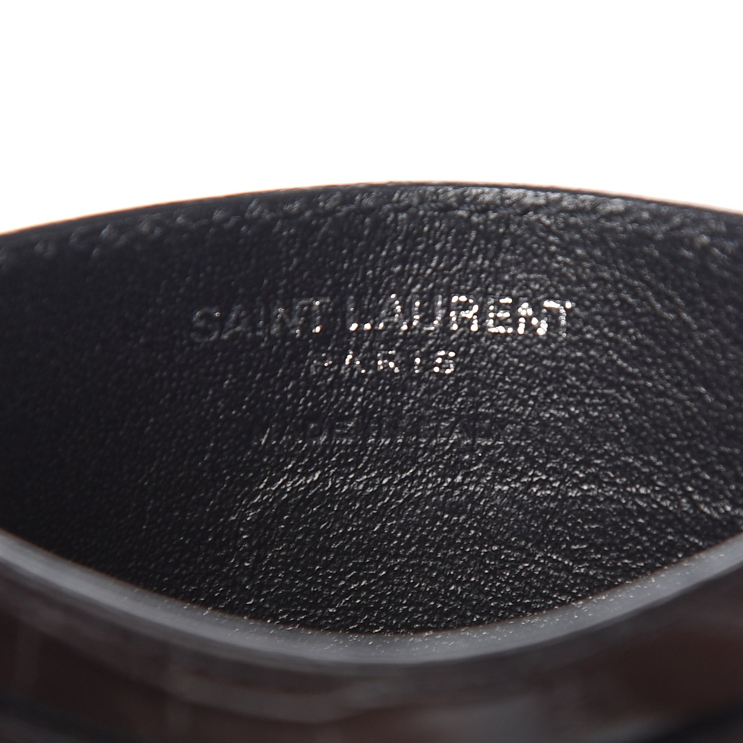 Calfskin Crocodile Embossed Monogram Credit Card Case Black