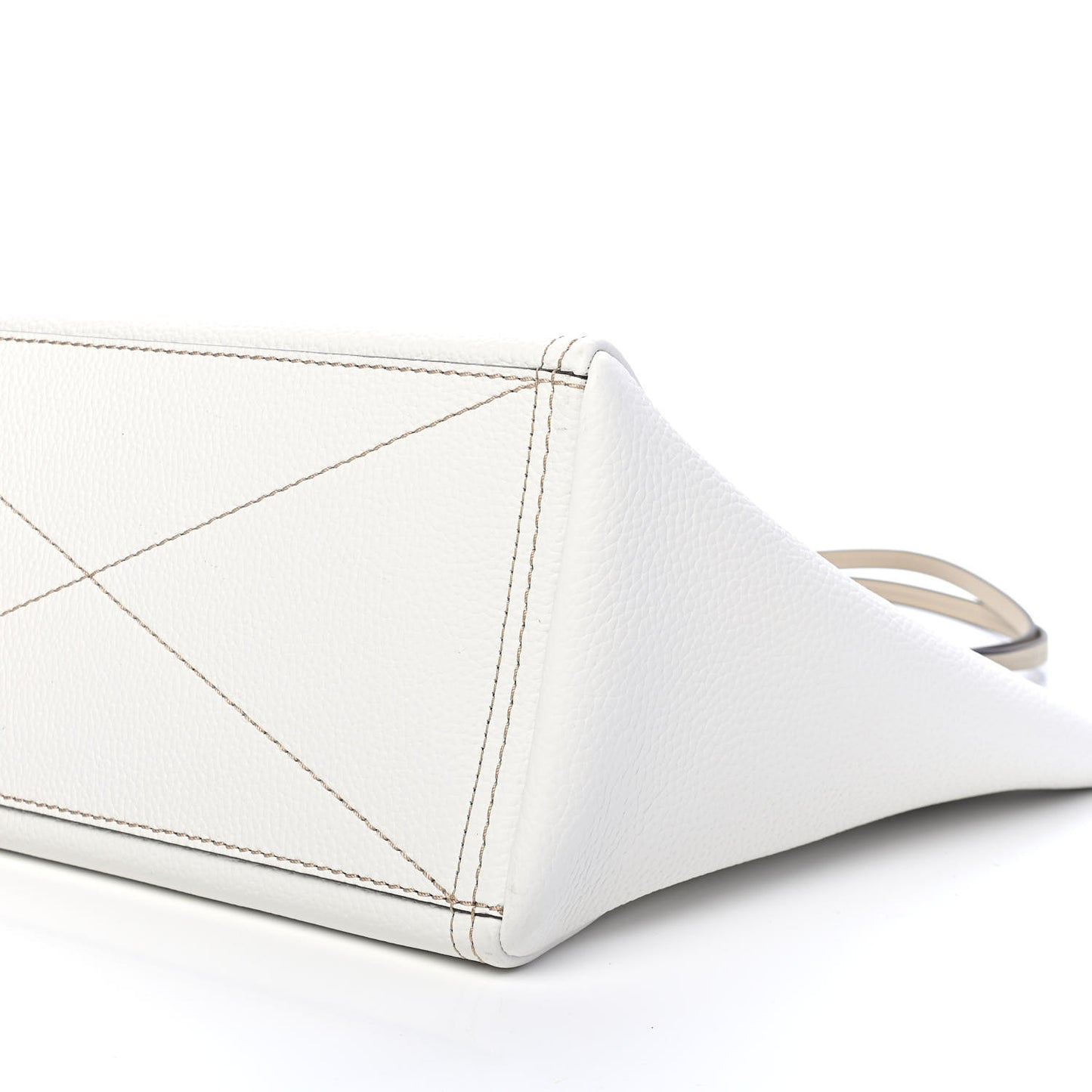 Calfskin Kiss Lock Color Block tote White Beige