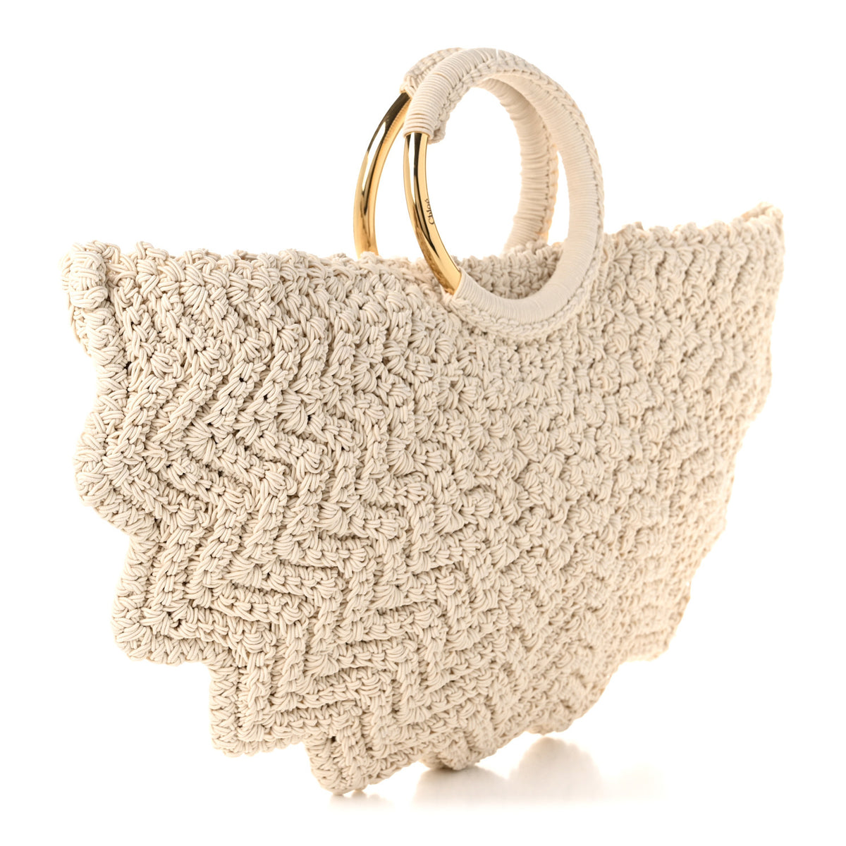 Chloe Crochet Paravent Small Bracelet Tote Bag  Off White 2 of 9