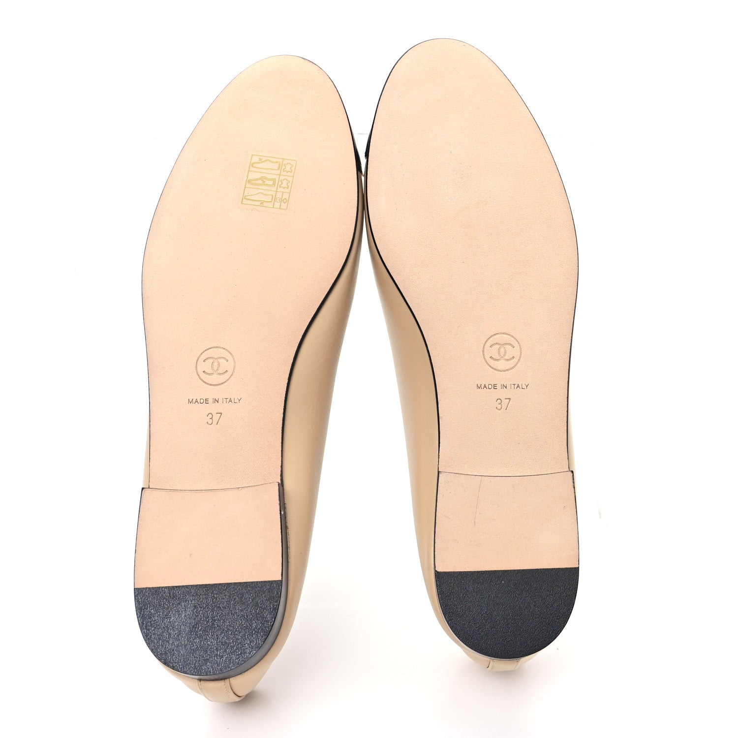 Chanel Lambskin Cap Toe CC Ballerina Flats 37 Beige Black 6 of 10