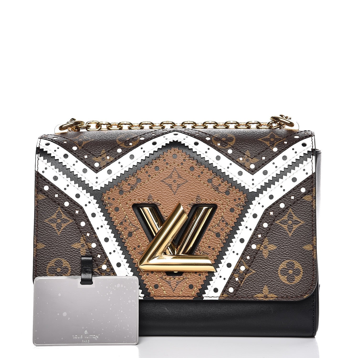 Louis Vuitton Veau Satin Monogram Twist Shoulder Bag MM Black 7 of 7