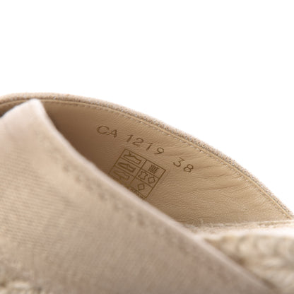 Christian Dior Canvas Embroidered Granville Espadrille Crisscross Flat Slide Sandals 38 Creame 7 of 9