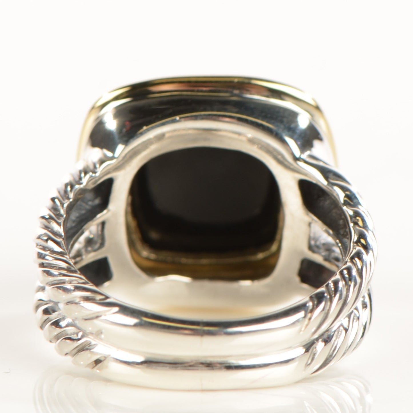 Sterling Silver 18K Yellow Gold Black Onyx 11mm Albion Ring 52 6