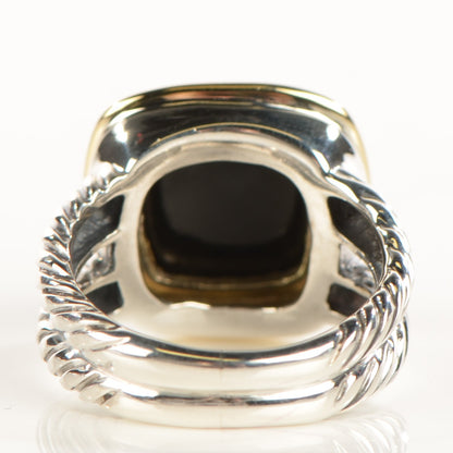 David Yurman Sterling Silver 18K Yellow Gold Black Onyx 11mm Albion Ring 52 6 3 of 5