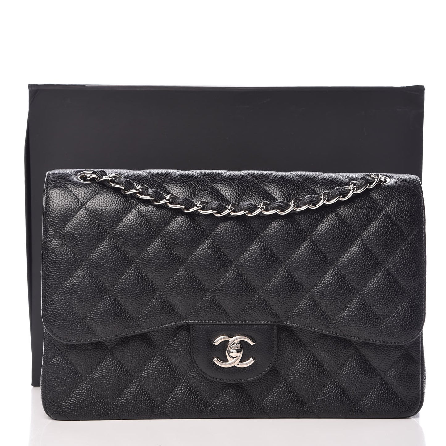 Caviar Quilted Jumbo Double Flap Black
