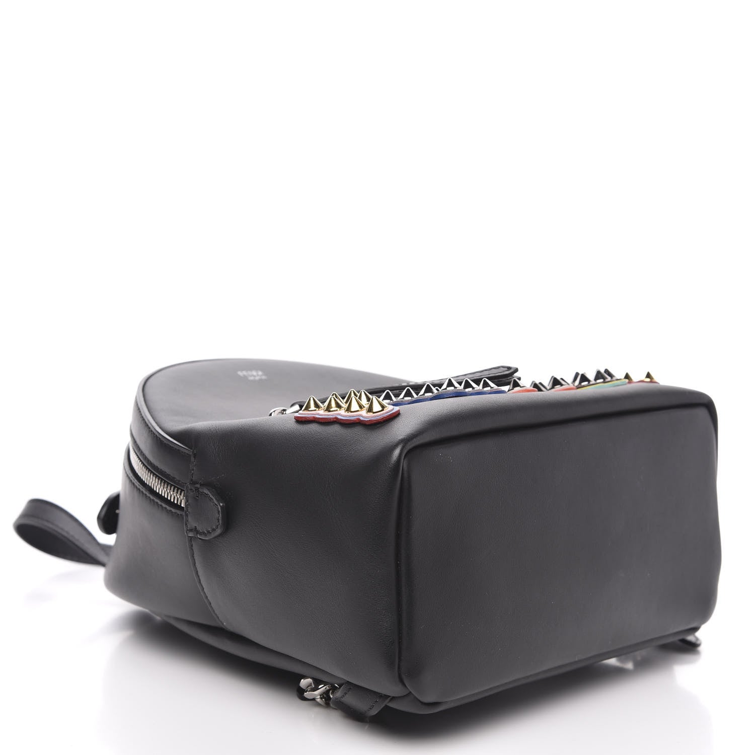 Fendi Vitello Century Fun Fair Metal Studded Mini Backpack Black Multicolor 3 of 10