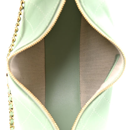 Chanel Lambskin Quilted Hobo Clutch With Chain Light Green 5 of 10