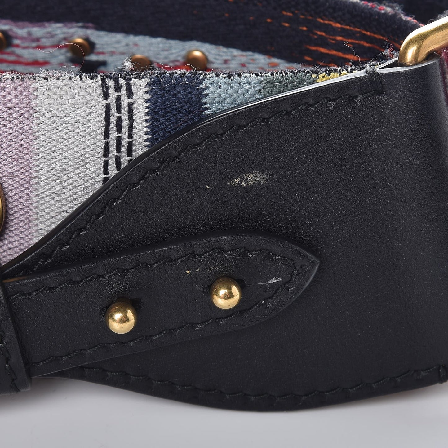 Canvas Embroidered Studded Rainbow J’Adior Shoulder Strap