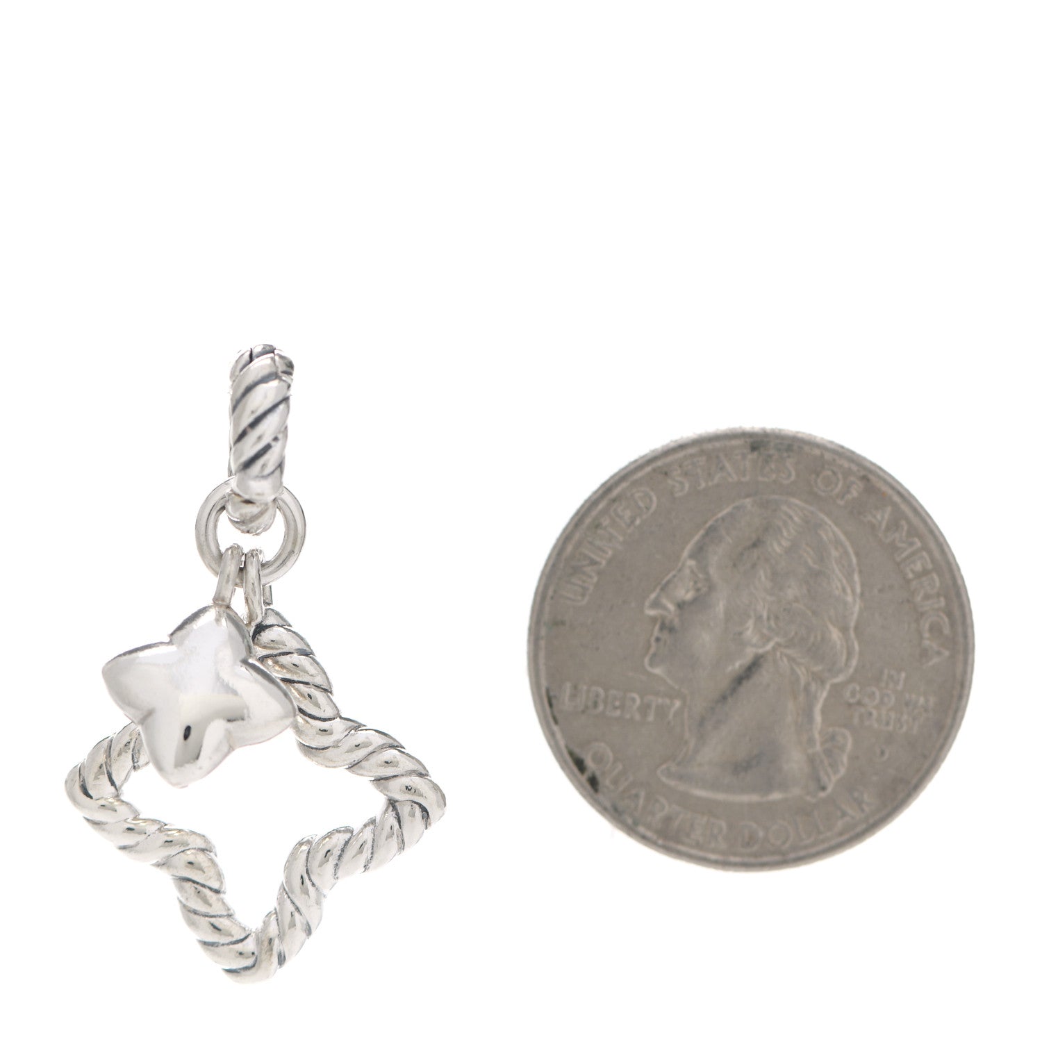 David Yurman Sterling Silver Double Quatrefoil Enhancer Charm Pendant 2 of 3