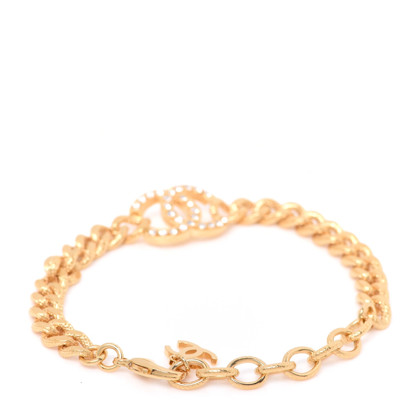 Crystal CC Chain Link Bracelet Gold
